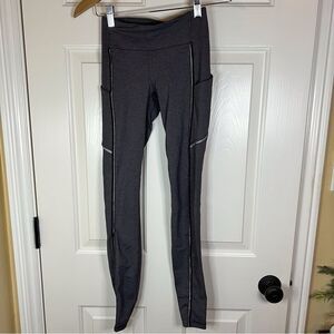 Lululemon Speed Up Leggings‎ Heathered Black Reflective With Pockets Size 2
